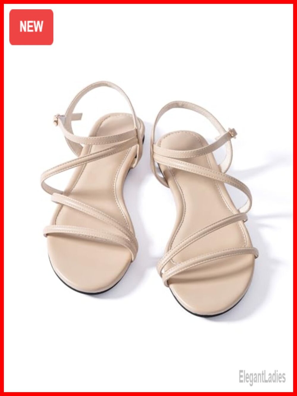 Nude Strappy Gladiator Flat Sandals with Ankle Strap